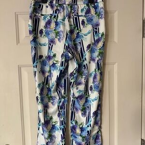 JCrew “Silk Pajama” Pants Floral Striped Blue Purple NWT 12